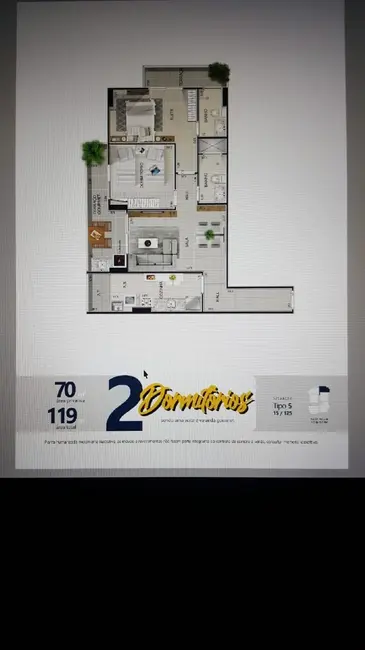 Foto 2 de Apartamento com 2 quartos à venda, 68m2 em Praia Grande - SP