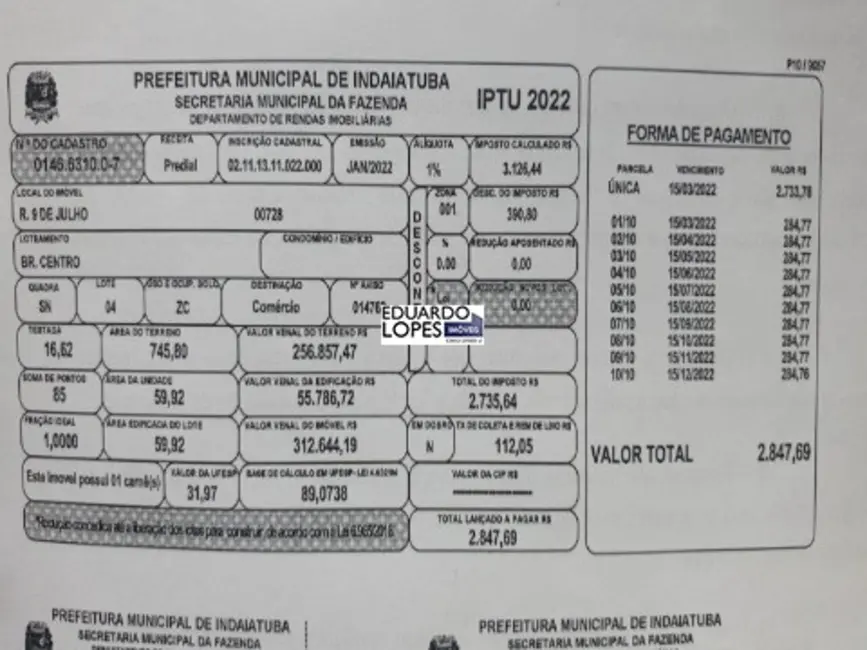 Foto 5 de Terreno / Lote à venda, 746m2 em Centro, Indaiatuba - SP