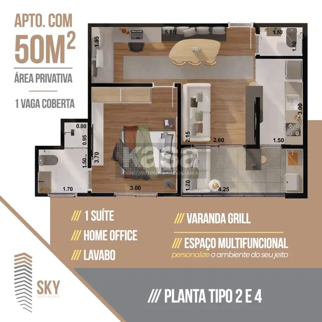 Foto 3 de Apartamento com 1 quarto à venda, 52m2 em Jardim Nova Bragança, Braganca Paulista - SP