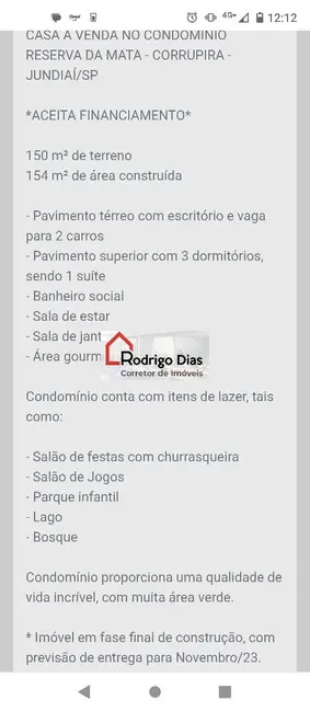 Foto 3 de Casa de Condomínio com 3 quartos à venda, 154m2 em Jundiai - SP