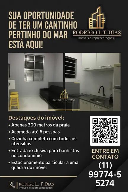 Foto 1 de Apartamento com 1 quarto à venda, 35m2 em Ocian, Praia Grande - SP