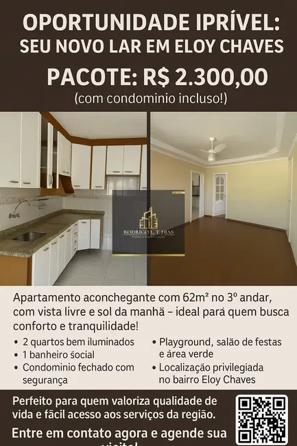 Foto 2 de Apartamento com 2 quartos para alugar, 62m2 em Parque Residencial Eloy Chaves, Jundiai - SP