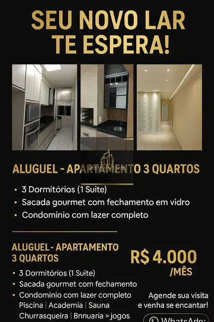 Foto 1 de Apartamento com 3 quartos para alugar, 80m2 em Jardim Flórida, Jundiai - SP