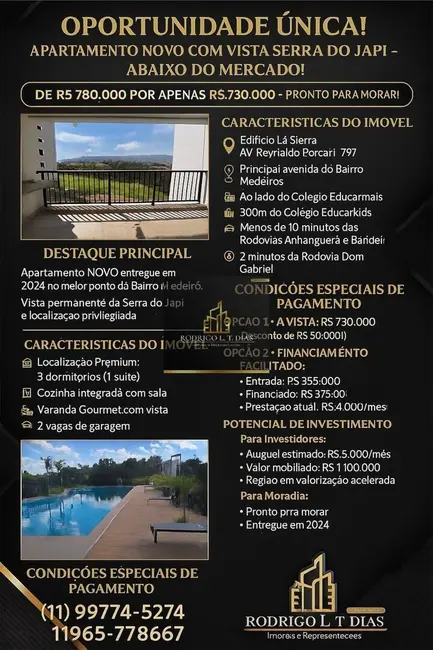 Foto 1 de Apartamento com 3 quartos à venda, 85m2 em Chácaras Saudáveis e Encantadoras, Jundiai - SP