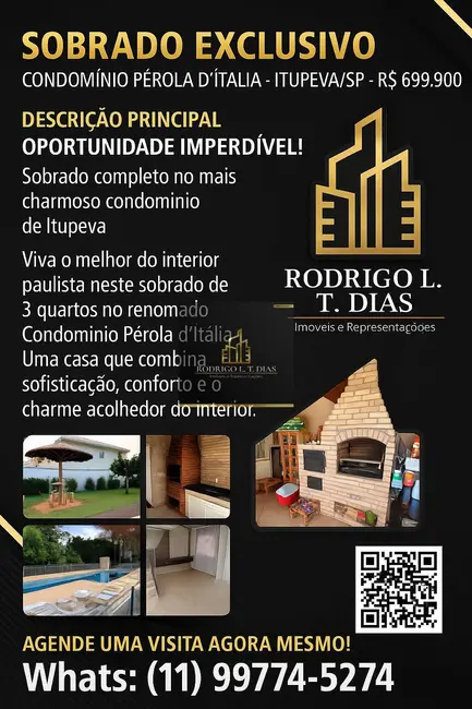 Casa de Condomínio com 3 quartos para alugar, 150m2 em Itupeva - SP - imagem 4 Foto 4 de Casa de Condomínio com 3 quartos para alugar, 150m2 em Itupeva - SP