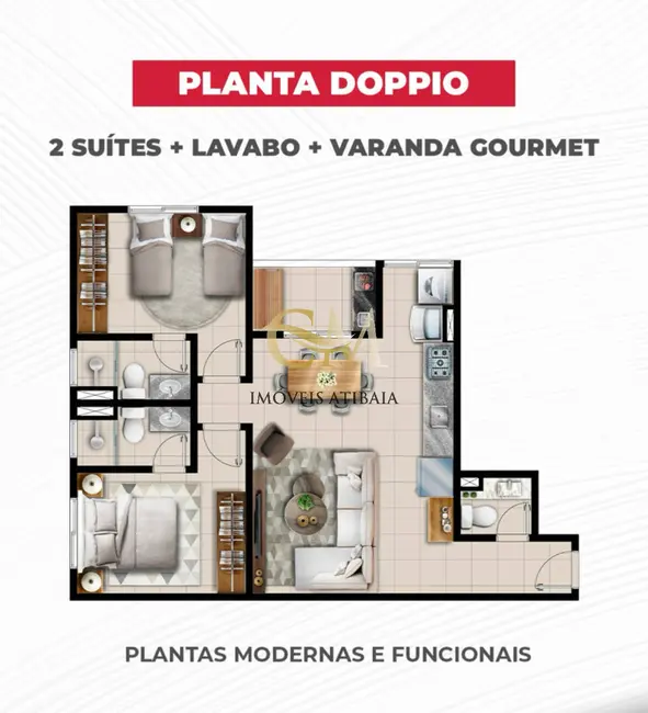 Foto 6 de Apartamento com 2 quartos à venda, 69m2 em Atibaia Jardim, Atibaia - SP