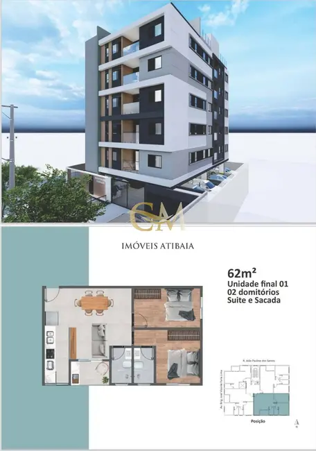 Apartamento com 2 quartos à venda, 62m2 em Alvinópolis, Atibaia - SP - imagem 3 Foto 3 de Apartamento com 2 quartos à venda, 62m2 em Alvinópolis, Atibaia - SP