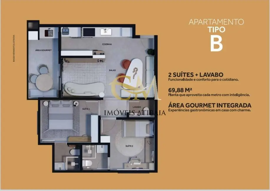 Foto 9 de Apartamento com 2 quartos à venda, 70m2 em Itapetinga, Atibaia - SP