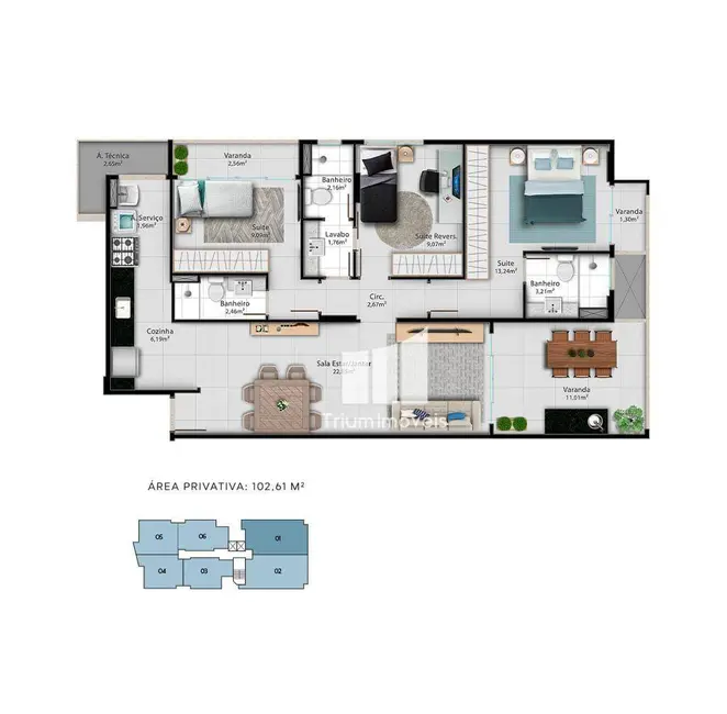 Apartamento com 3 quartos à venda, 102m2 em Jardim Camburi, Vitoria - ES - imagem 4 Foto 4 de Apartamento com 3 quartos à venda, 102m2 em Jardim Camburi, Vitoria - ES