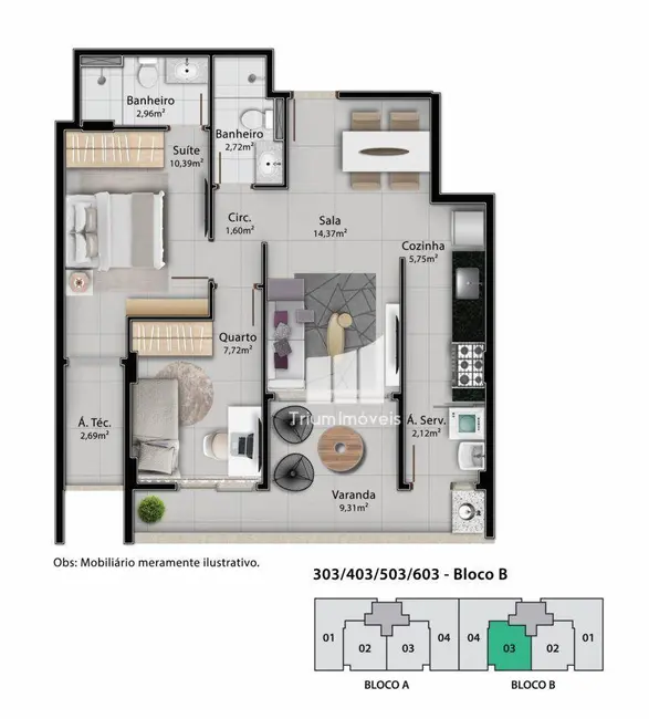 Foto 9 de Apartamento com 2 quartos à venda, 67m2 em Jardim Camburi, Vitoria - ES