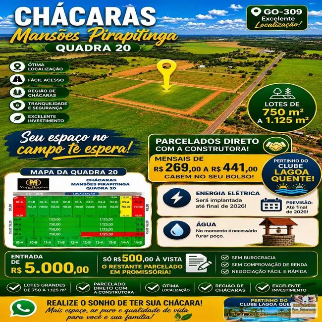 Foto 1 de Chácara à venda, 1125m2 em Caldas Novas - GO