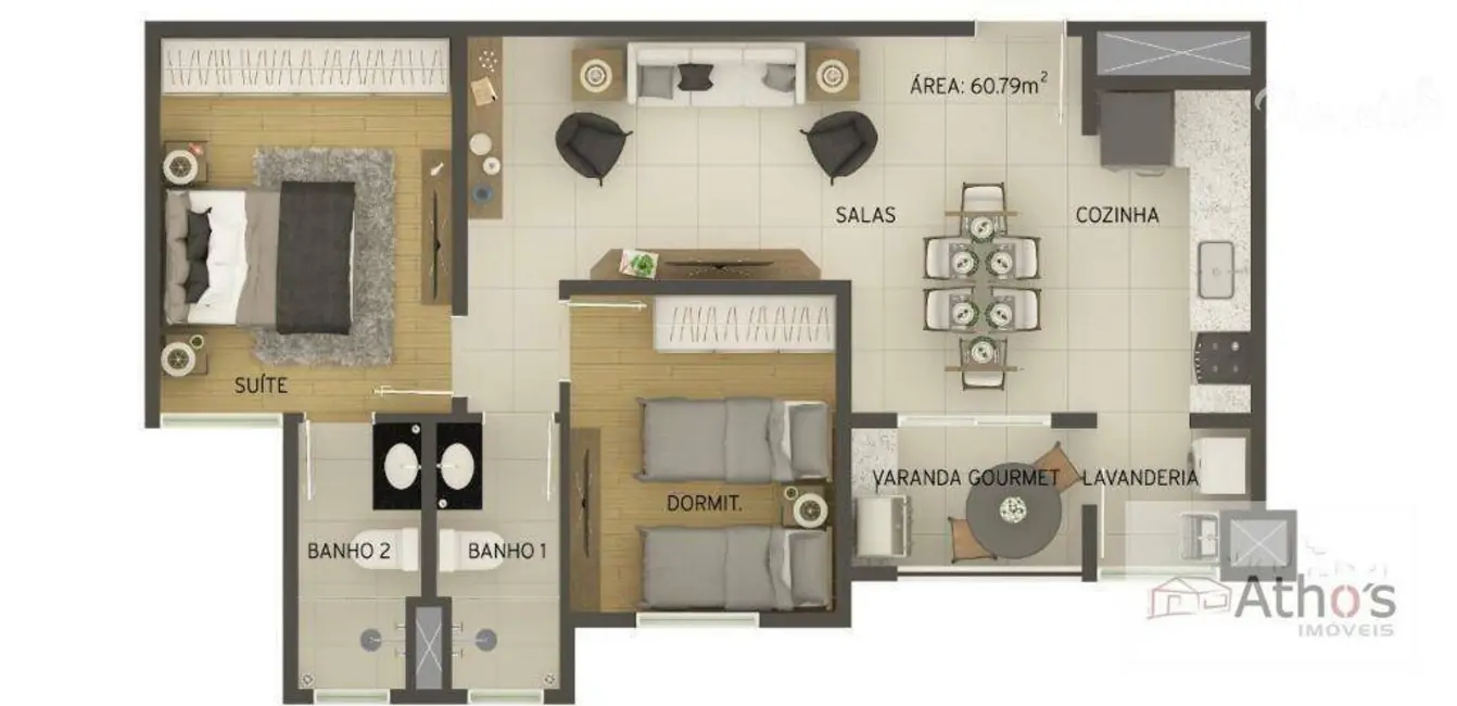 Foto 2 de Apartamento com 2 quartos à venda e para alugar, 65m2 em Jardim Primavera, Indaiatuba - SP