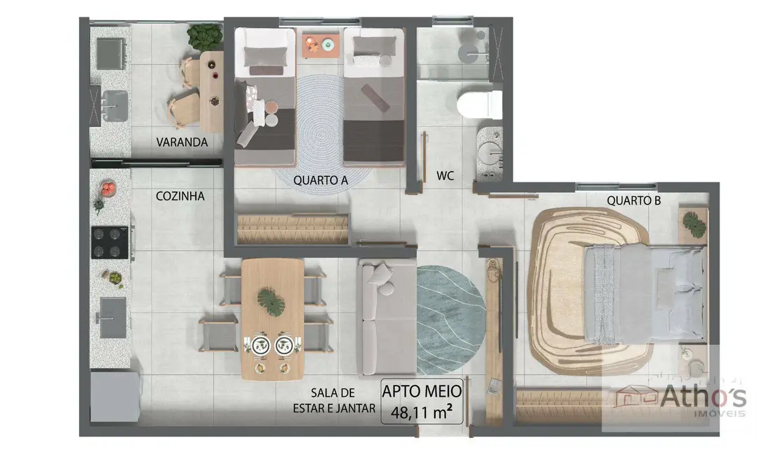 Foto 4 de Apartamento com 2 quartos à venda, 48m2 em Aqui se Vive, Indaiatuba - SP