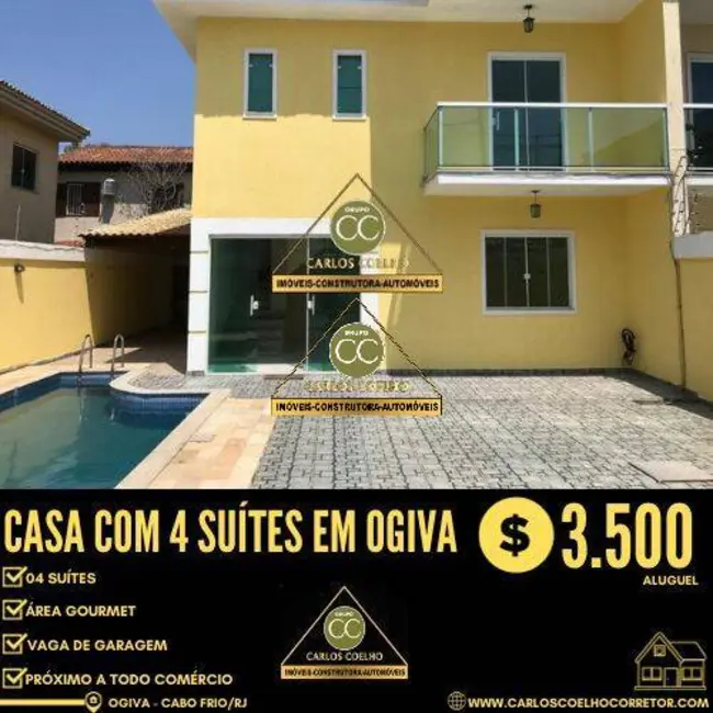 Foto 1 de Casa com 4 quartos para alugar em Ogiva, Cabo Frio - RJ
