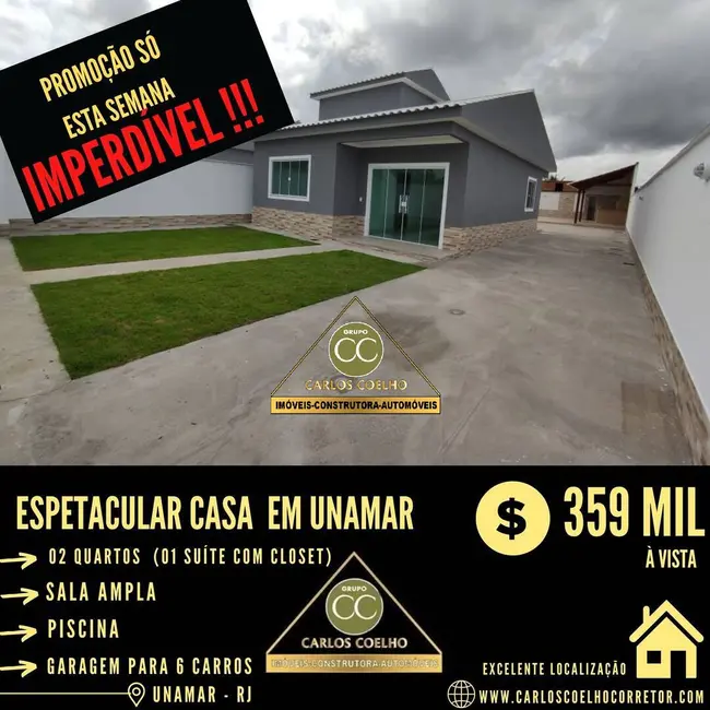 Foto 1 de Casa com 2 quartos à venda, 420m2 em Unamar (Tamoios), Cabo Frio - RJ