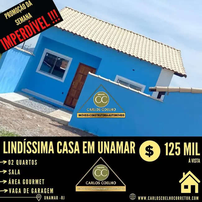 Foto 1 de Casa com 2 quartos à venda, 120m2 em Unamar (Tamoios), Cabo Frio - RJ