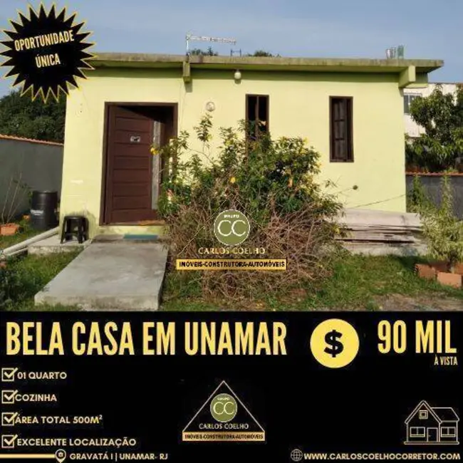 Foto 1 de Casa com 1 quarto à venda, 500m2 em Samburá (Tamoios), Cabo Frio - RJ