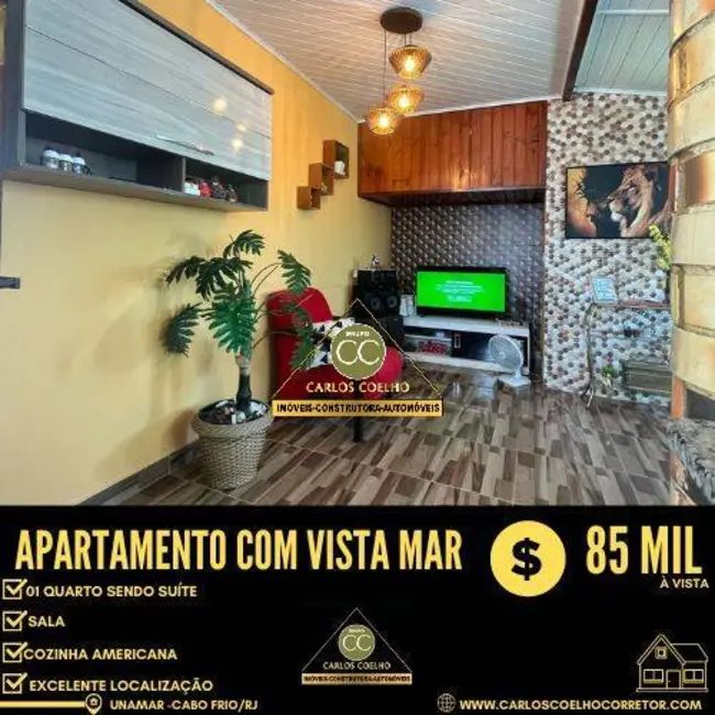 Foto 1 de Apartamento com 1 quarto à venda em Samburá (Tamoios), Cabo Frio - RJ