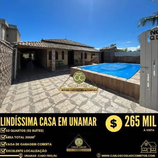 Foto 1 de Casa com 3 quartos à venda, 300m2 em Samburá (Tamoios), Cabo Frio - RJ