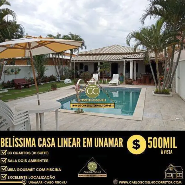 Foto 1 de Casa de Condomínio com 3 quartos à venda, 420m2 em Cabo Frio - RJ