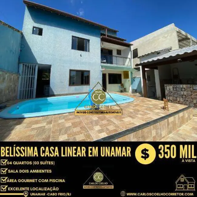 Foto 1 de Casa de Condomínio com 4 quartos à venda, 250m2 em Unamar (Tamoios), Cabo Frio - RJ