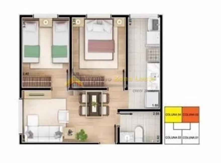 Foto 8 de Apartamento com 2 quartos à venda, 45m2 em Vila Caputera, Mogi Das Cruzes - SP