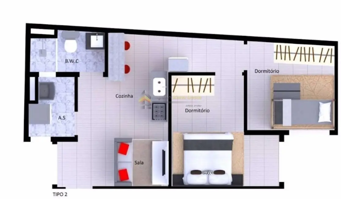 Kitnet com 2 quartos à venda, 38m2 em Chácara Seis de Outubro, São Paulo - SP - imagem 3 Foto 3 de Kitnet com 2 quartos à venda, 38m2 em Chácara Seis de Outubro, São Paulo - SP