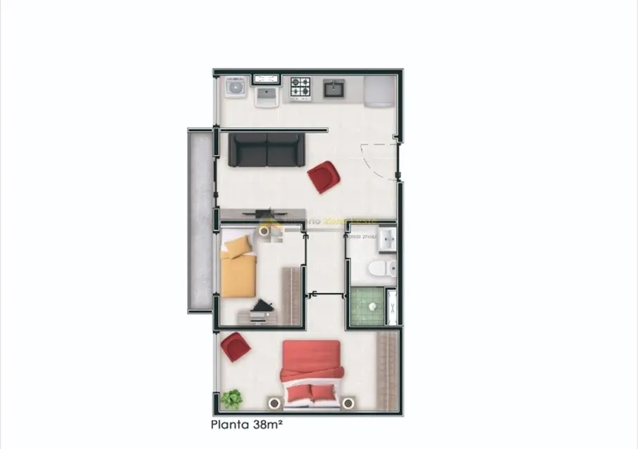Foto 2 de Apartamento com 2 quartos à venda, 43m2 em Penha de França, São Paulo - SP