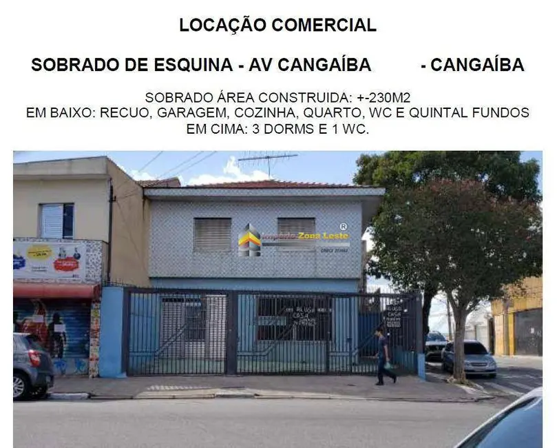 Foto 1 de Sobrado com 3 quartos para alugar, 230m2 em Cangaíba, São Paulo - SP