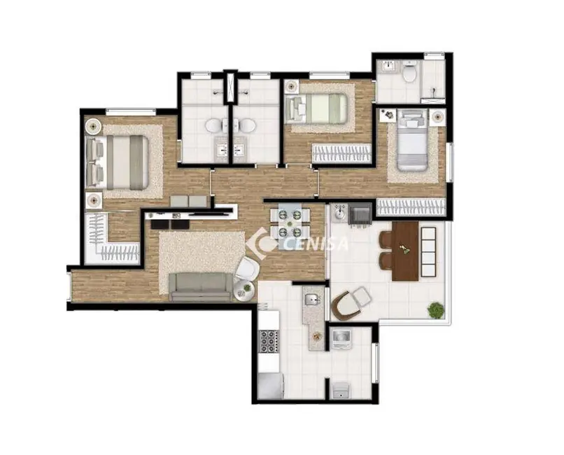 Foto 2 de Apartamento com 3 quartos à venda e para alugar, 90m2 em Jardim Pompéia, Indaiatuba - SP