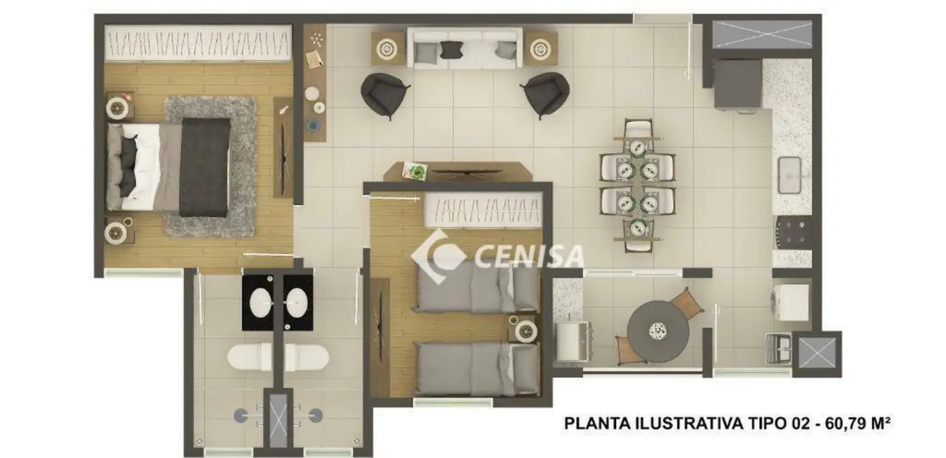 Apartamento com 2 quartos à venda, 60m2 em Jardim Santiago, Indaiatuba - SP - imagem 2 Foto 2 de Apartamento com 2 quartos à venda, 60m2 em Jardim Santiago, Indaiatuba - SP