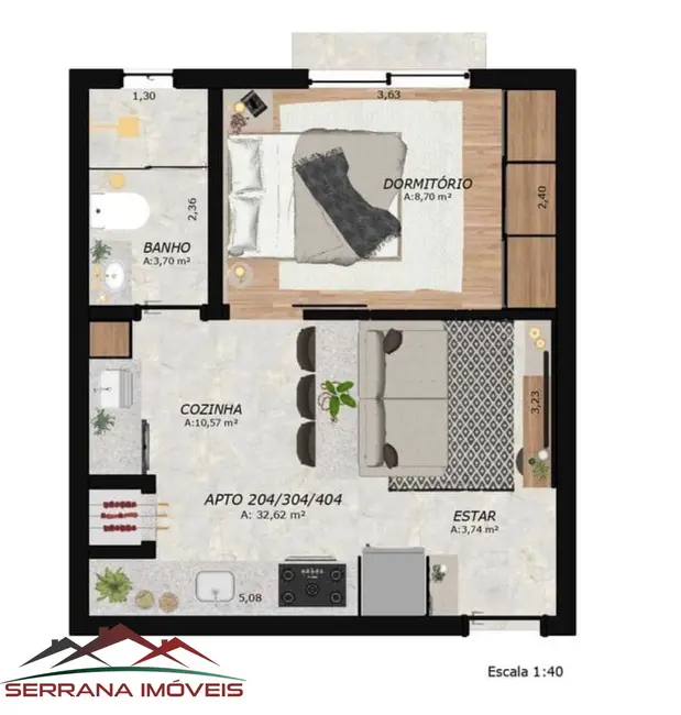 Apartamento com 1 quarto à venda, 33m2 em Nova Petropolis - RS - imagem 3 Foto 3 de Apartamento com 1 quarto à venda, 33m2 em Nova Petropolis - RS