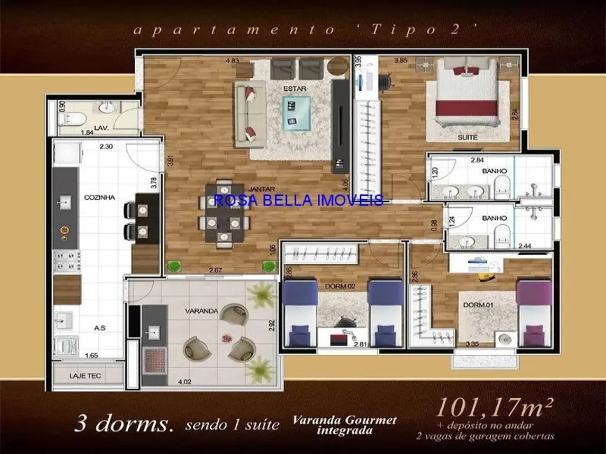 Foto 6 de Apartamento com 3 quartos à venda, 102m2 em Vila Sfeir, Indaiatuba - SP