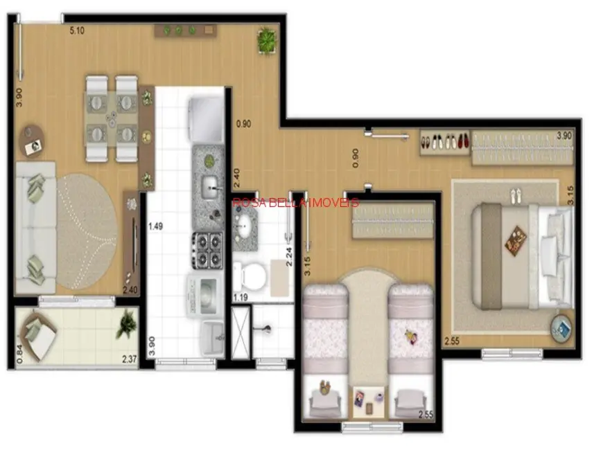 Foto 2 de Apartamento com 2 quartos à venda, 50m2 em Vila Nambi, Jundiai - SP