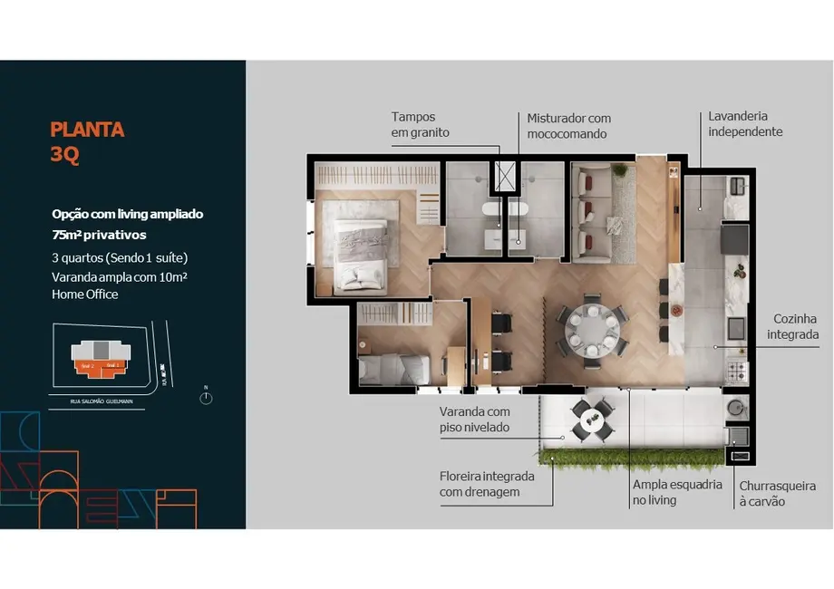 Foto 9 de Apartamento com 2 quartos à venda, 66m2 em Novo Mundo, Curitiba - PR