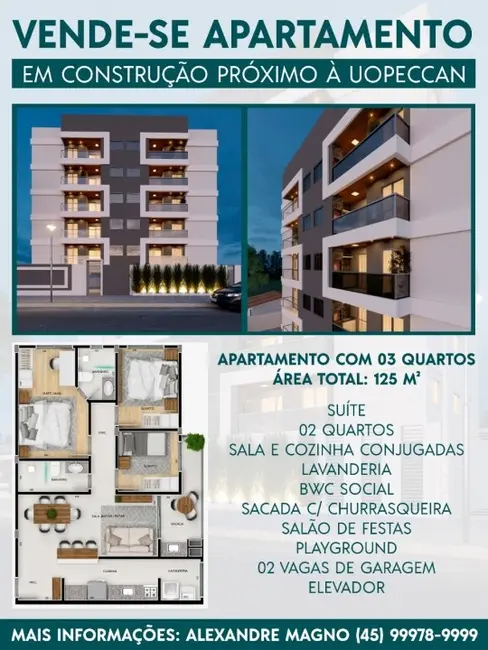 Foto 2 de Apartamento com 3 quartos à venda, 77m2 em Santa Cruz, Cascavel - PR