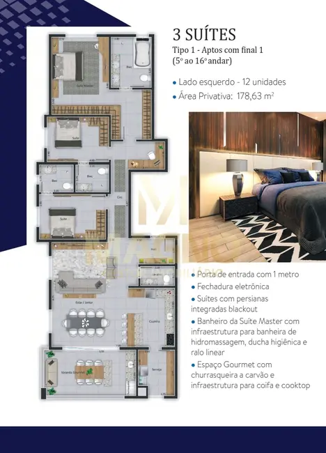 Foto 2 de Apartamento com 3 quartos à venda, 178m2 em Coqueiral, Cascavel - PR