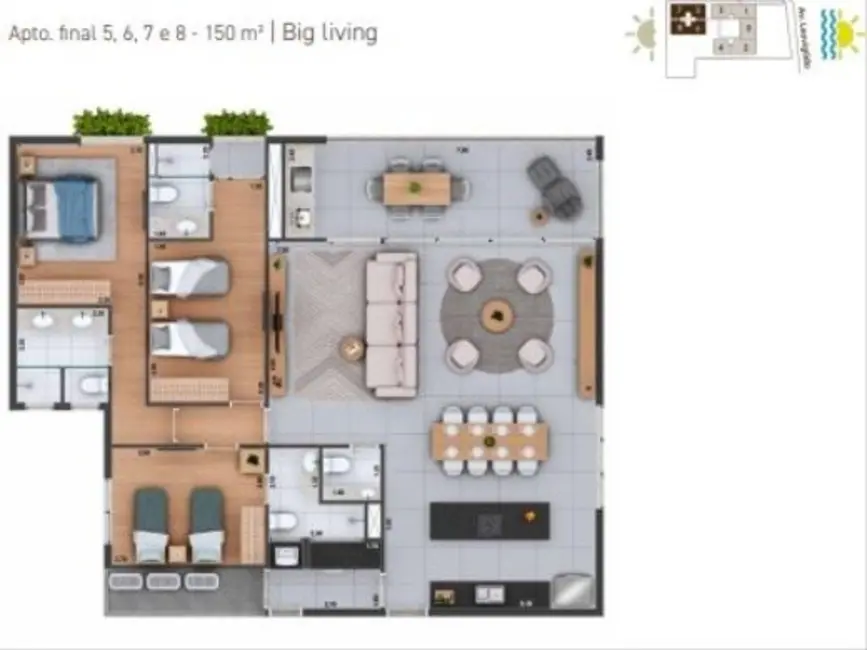 Foto 4 de Apartamento com 3 quartos à venda, 149m2 em Ubatuba - SP