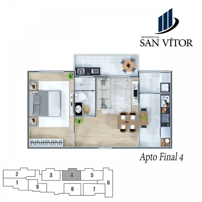 Foto 6 de Apartamento com 1 quarto à venda, 42m2 em Centro, Sao Vicente - SP