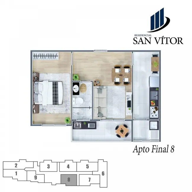 Foto 2 de Apartamento com 1 quarto à venda, 42m2 em Centro, Sao Vicente - SP