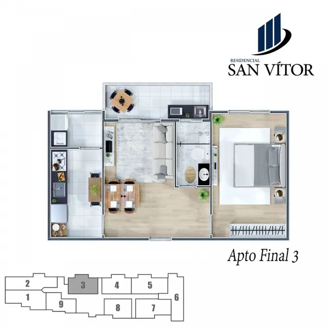 Foto 5 de Apartamento com 1 quarto à venda, 42m2 em Centro, Sao Vicente - SP