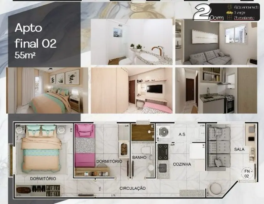 Foto 7 de Apartamento com 2 quartos à venda, 57m2 em Vila Santa Rosa, Cubatao - SP