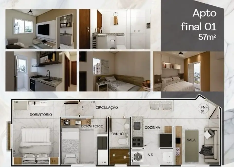 Foto 1 de Apartamento com 2 quartos à venda, 57m2 em Vila Santa Rosa, Cubatao - SP