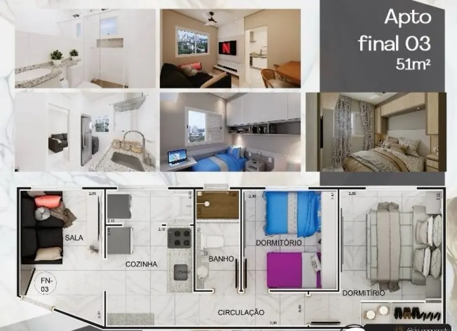 Foto 2 de Apartamento com 2 quartos à venda, 57m2 em Vila Santa Rosa, Cubatao - SP