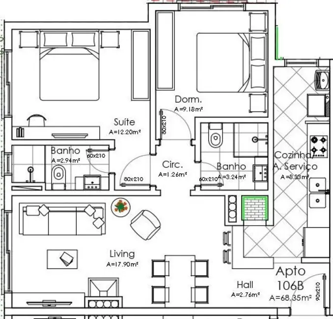 Foto 4 de Apartamento com 2 quartos à venda, 68m2 em São José, Canela - RS