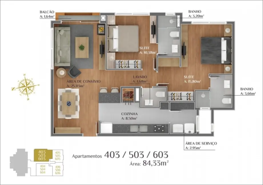 Apartamento com 2 quartos à venda, 84m2 em Gramado - RS - imagem 9 Foto 9 de Apartamento com 2 quartos à venda, 84m2 em Gramado - RS