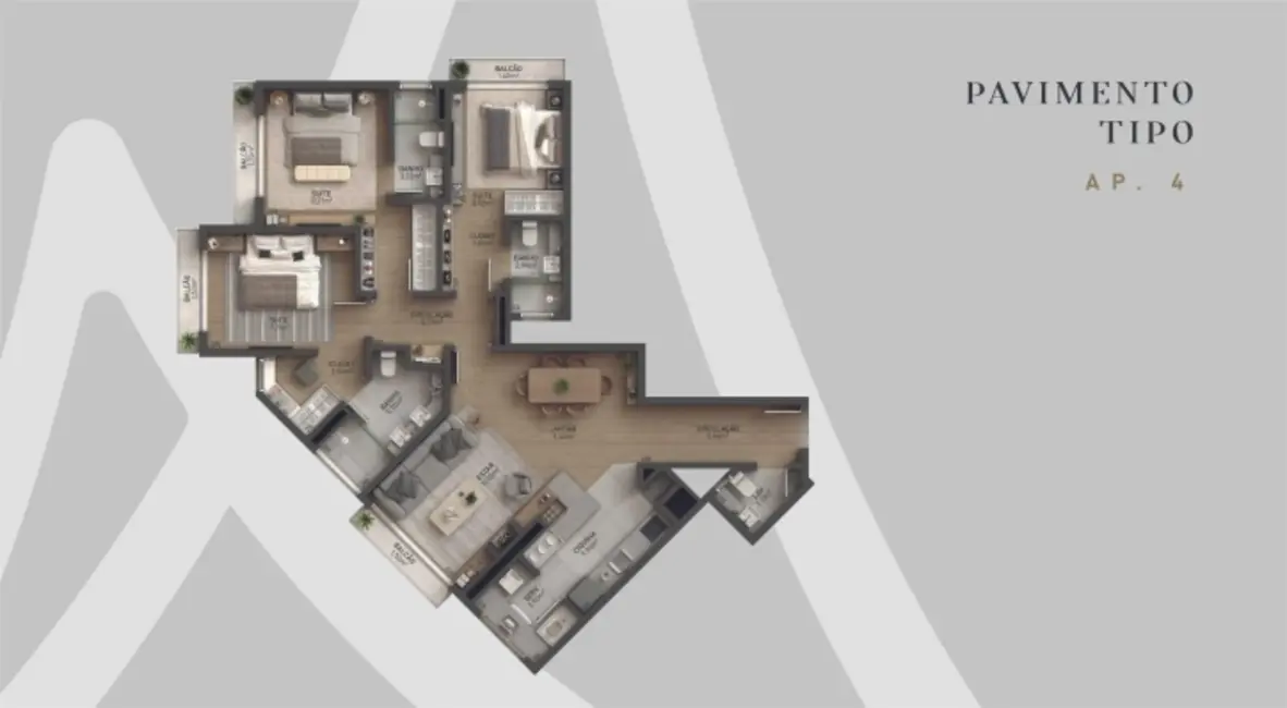 Apartamento com 3 quartos à venda, 123m2 em Gramado - RS - imagem 5 Foto 5 de Apartamento com 3 quartos à venda, 123m2 em Gramado - RS