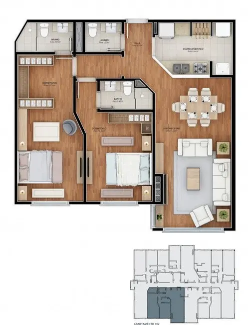 Foto 3 de Apartamento com 2 quartos à venda, 78m2 em Gramado - RS