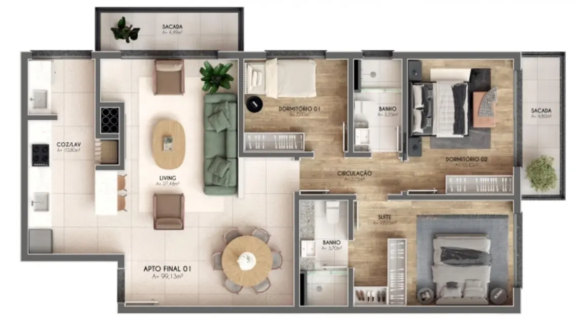 Apartamento com 3 quartos à venda, 99m2 em Centro, Canela - RS - imagem 4 Foto 4 de Apartamento com 3 quartos à venda, 99m2 em Centro, Canela - RS