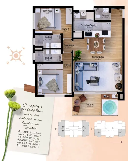 Apartamento com 2 quartos à venda, 86m2 em Gramado - RS - imagem 4 Foto 4 de Apartamento com 2 quartos à venda, 86m2 em Gramado - RS